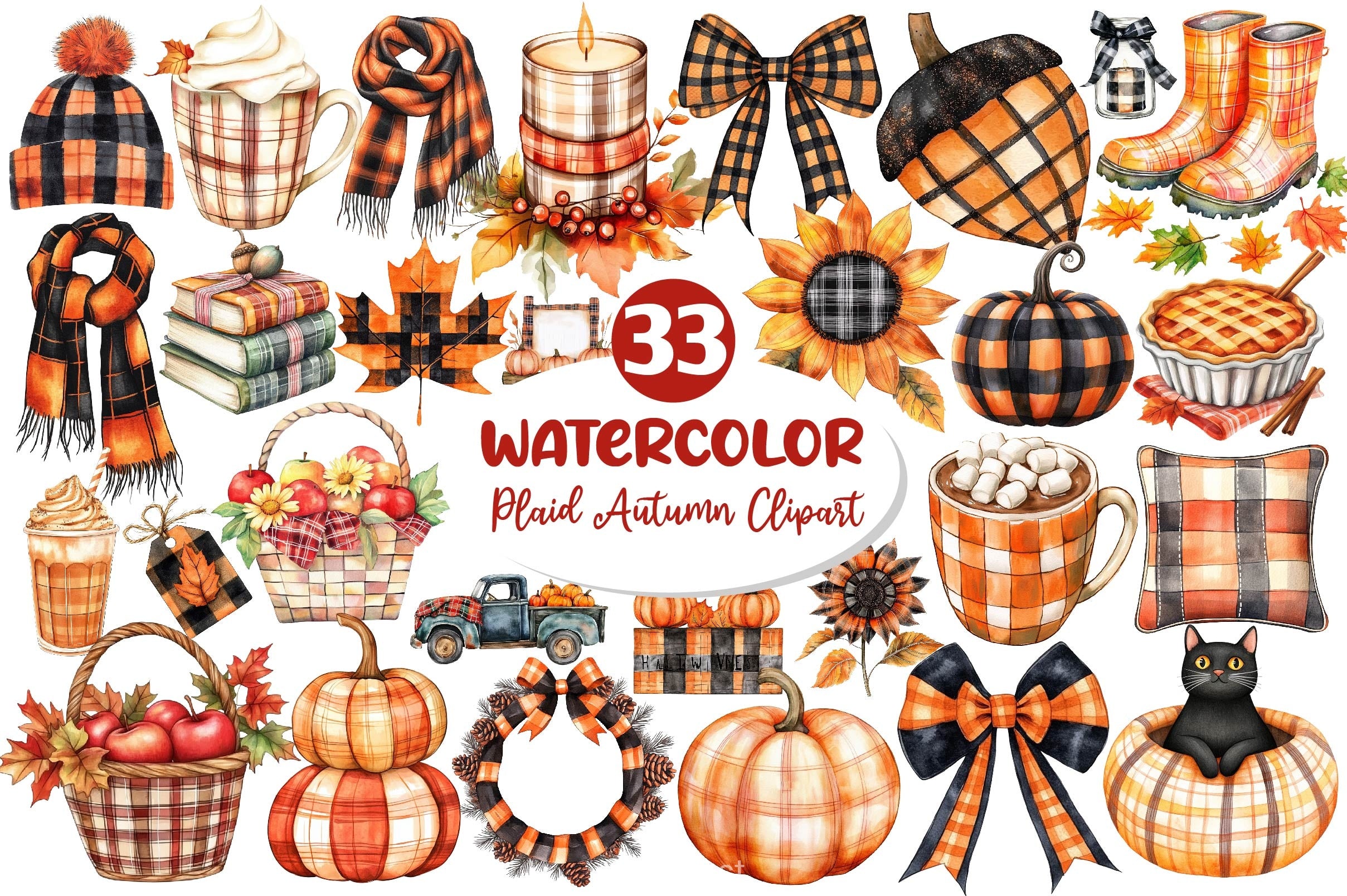 Plaid Autumn Clipart Bundle 2 - CraftNest - Digital Crafting and Art