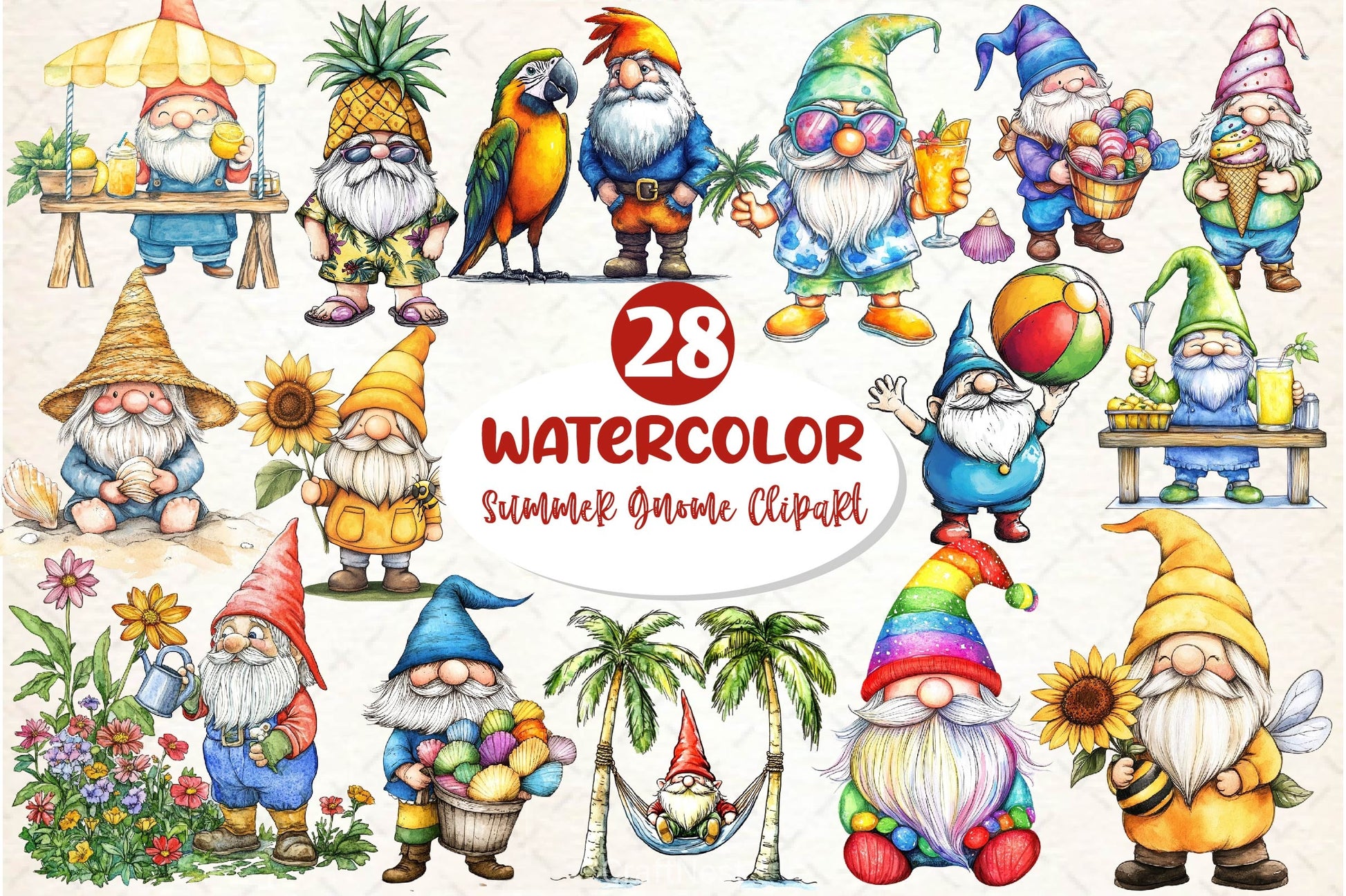 Summer Gnome Clipart Bundle 2 - CraftNest - Digital Crafting and Art