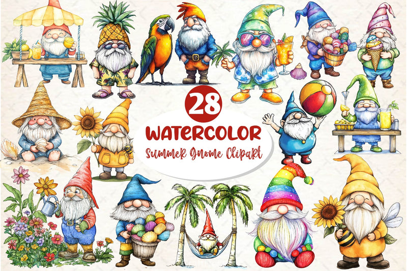 Summer Gnome Clipart Bundle 2 - CraftNest - Digital Crafting and Art