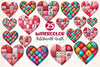 Patchwork Heart Valentines Day Clipart Bundle 2