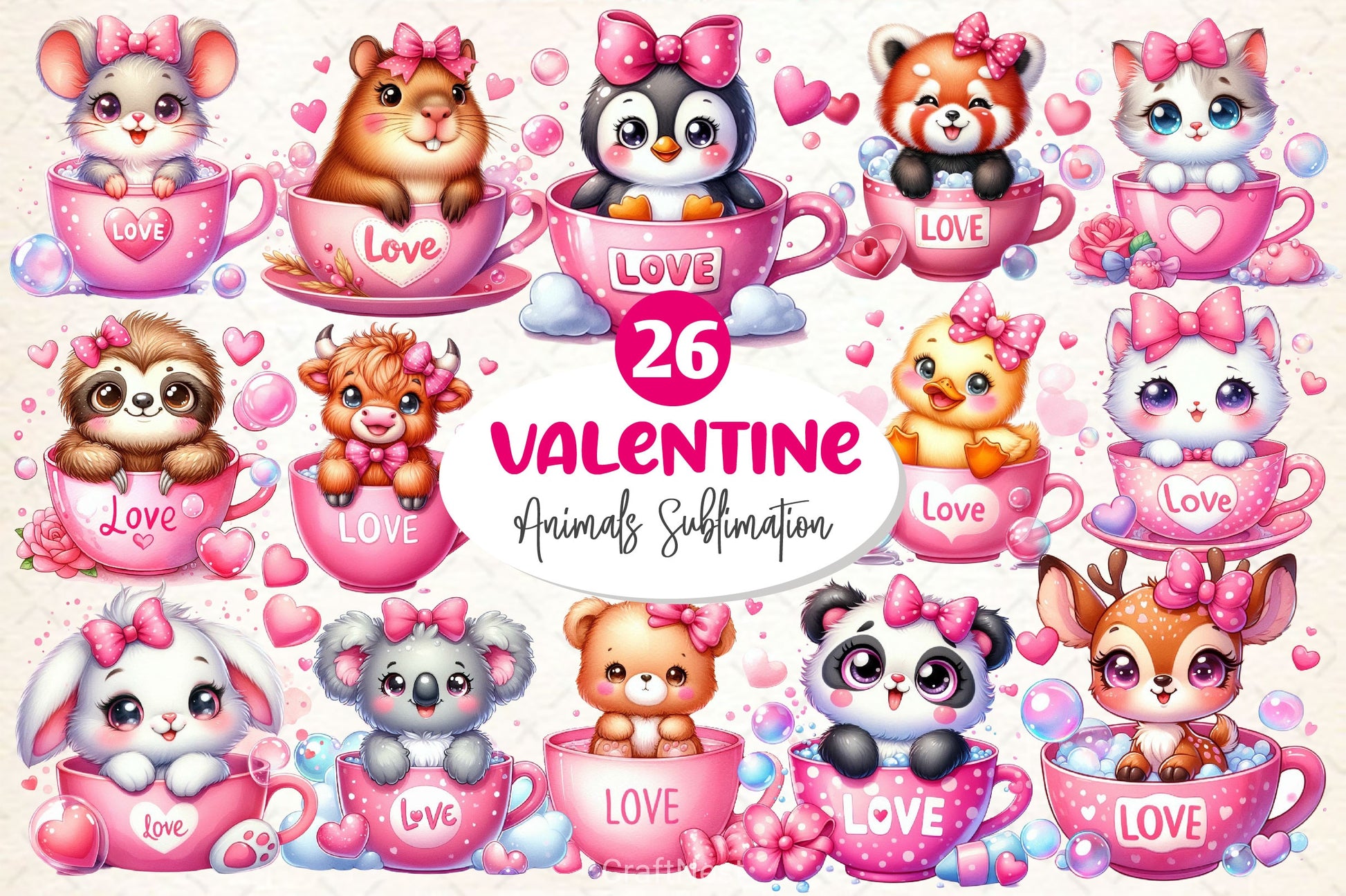 Valentines Day Animals Clipart Bundle - CraftNest - Digital Crafting and Art