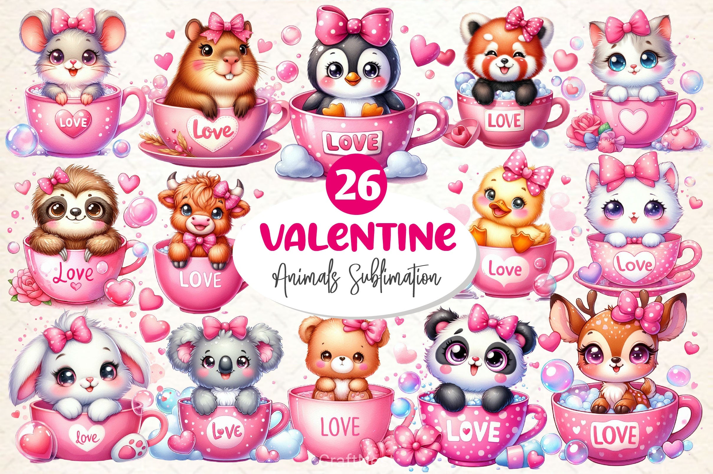 Valentines Day Animals Clipart Bundle - CraftNest - Digital Crafting and Art