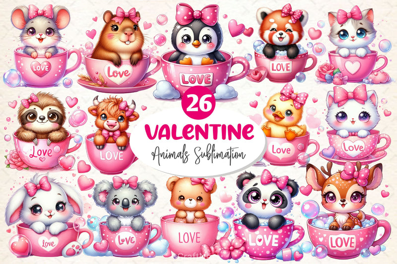Valentines Day Animals Clipart Bundle - CraftNest - Digital Crafting and Art