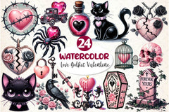 Love Gothic Valentine Clipart Bundle - CraftNest - Digital Crafting and Art