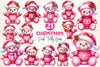 Pink Teddy Bear Christmas Clipart Bundle