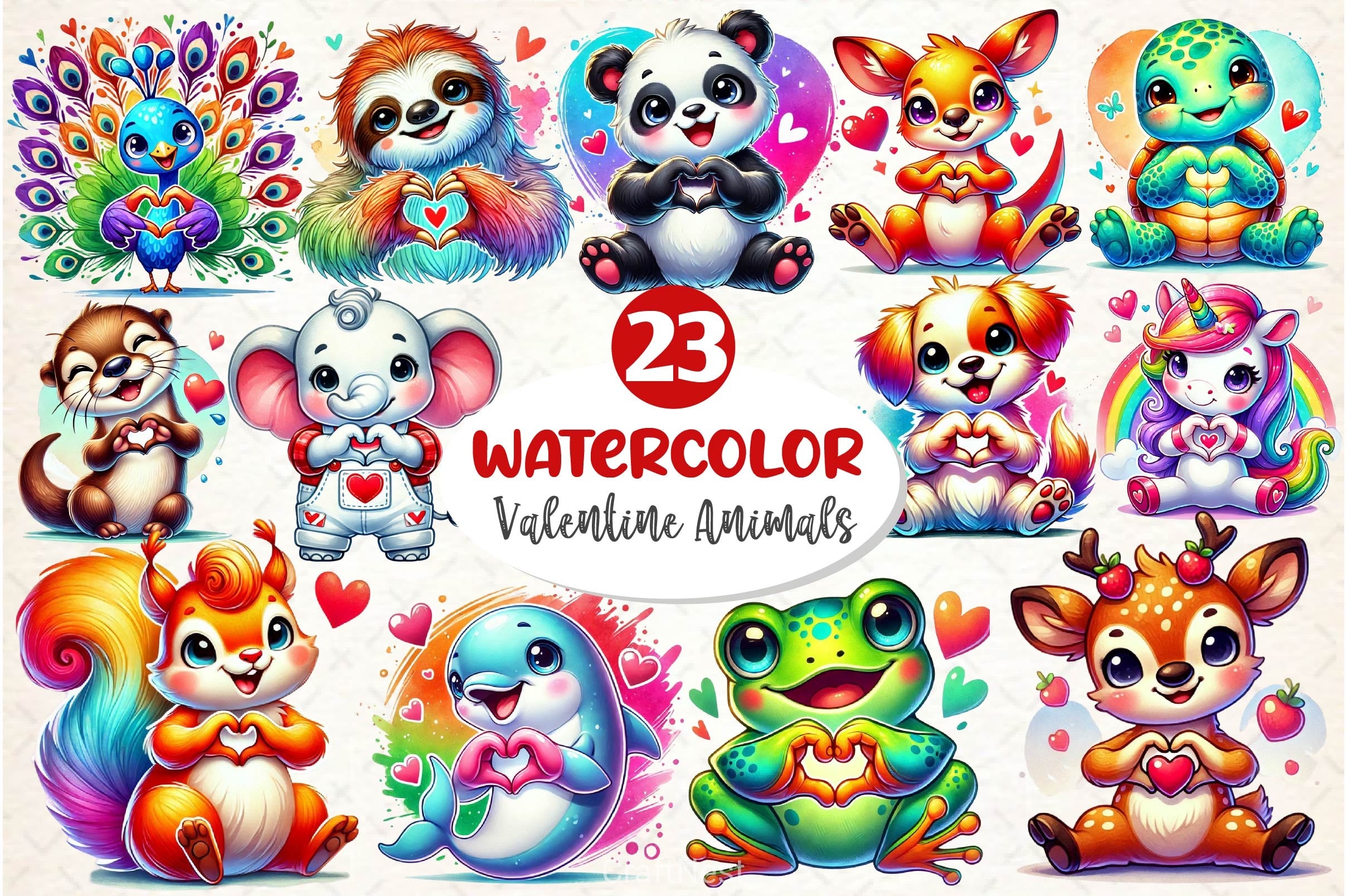 Valentine's Day Animals Clipart Bundle 3 - CraftNest - Digital Crafting and Art