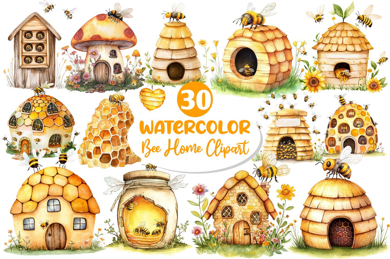 Bee Home Clipart Bundle 2 - CraftNest - Digital Crafting and Art