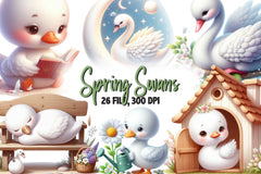 Cute Spring Swans Clipart Bundle - CraftNest - Digital Crafting and Art