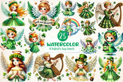 St Patricks Day Angels Clipart Bundle - CraftNest - Digital Crafting and Art