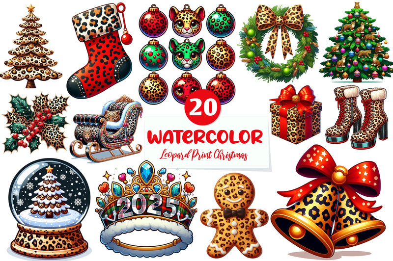 Leopard Print Christmas Clipart Bundle - CraftNest - Digital Crafting and Art