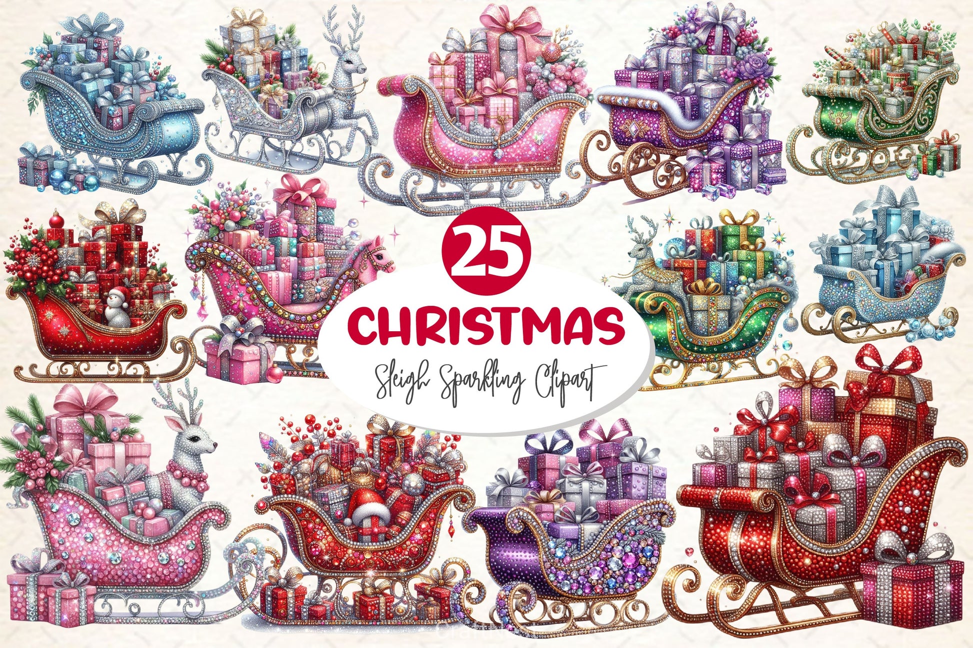 Sleigh Sparkling Xmas Clipart Bundle - CraftNest - Digital Crafting and Art