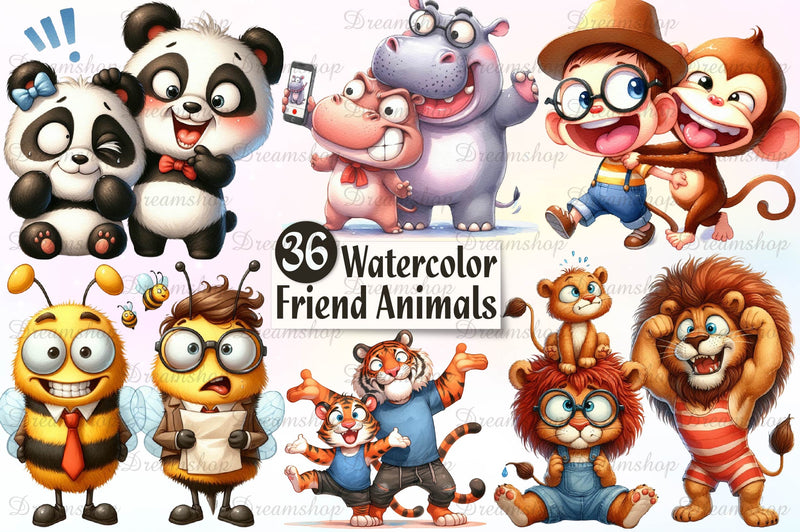 Funny Best Friend Animals Clipart Bundle - CraftNest - Digital Crafting and Art