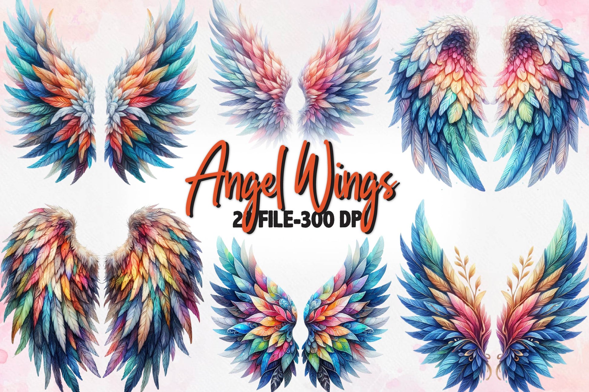 Colorful Angel Wings Clipart Bundle - CraftNest - Digital Crafting and Art
