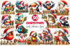 Funny Christmas Birds On Fence Clipart Bundle