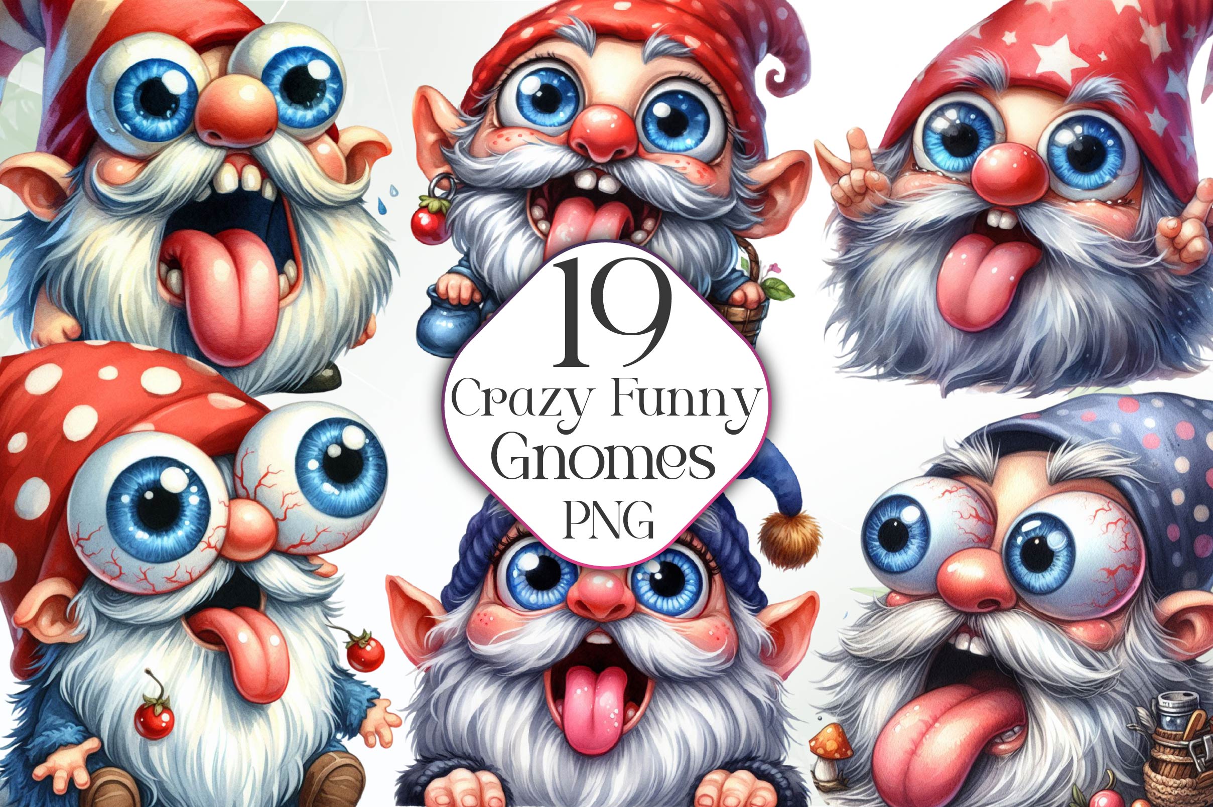 Crazy Funny Gnomes Clipart Bundle - CraftNest - Digital Crafting and Art