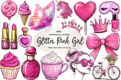 Glitter Pink Girl Clipart Bundle - CraftNest - Digital Crafting and Art