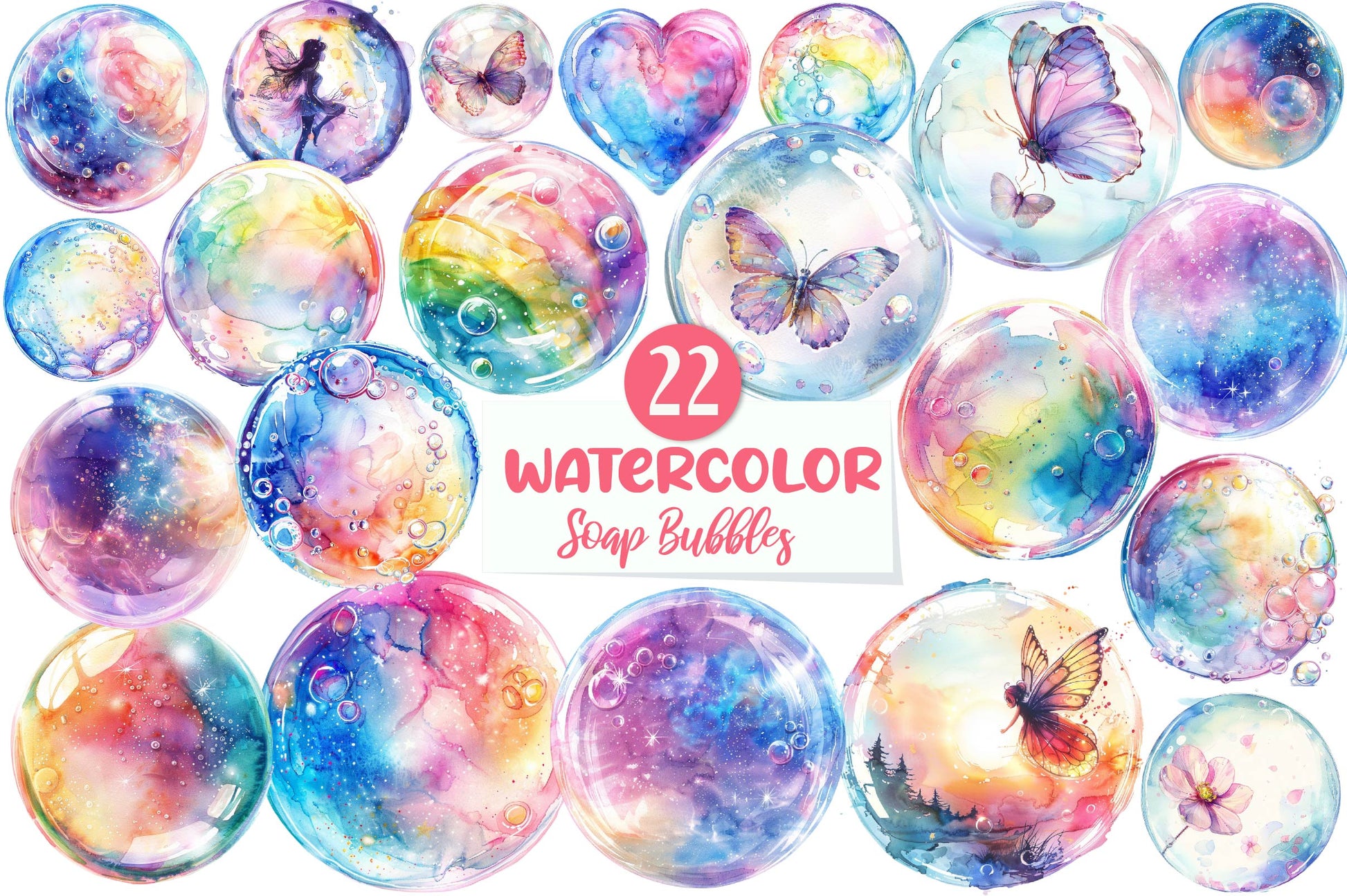 Pastel Soap Bubbles Clipart Bundle - CraftNest - Digital Crafting and Art
