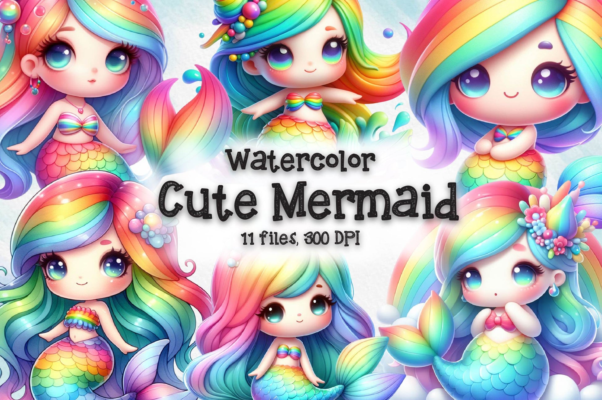 Cute Mermaid Clipart Bundle - CraftNest - Digital Crafting and Art