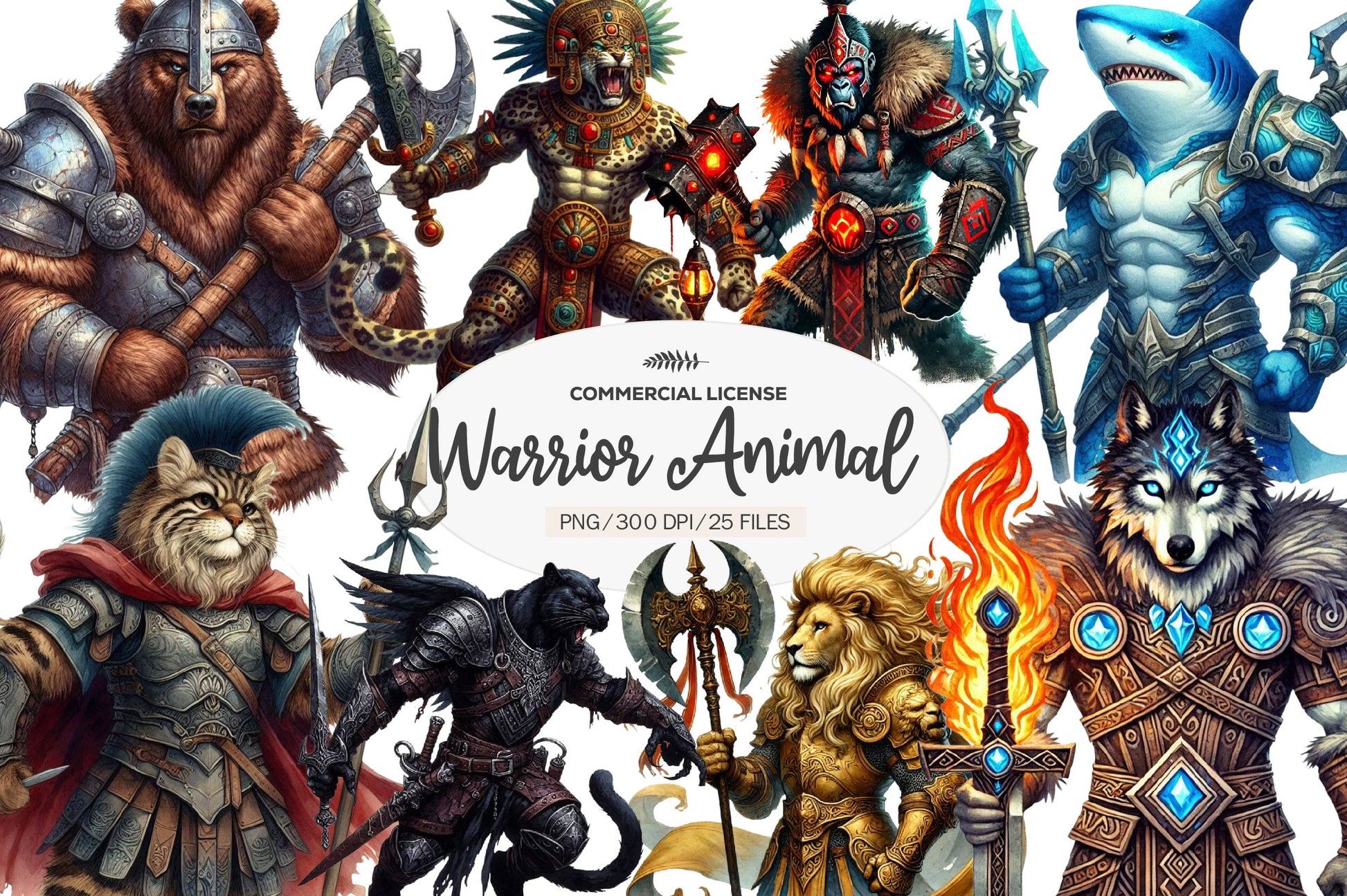 Epic Warrior Animals Clipart Bundle - CraftNest - Digital Crafting and Art