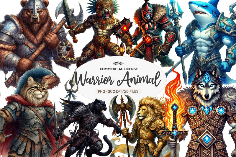 Epic Warrior Animals Clipart Bundle - CraftNest - Digital Crafting and Art