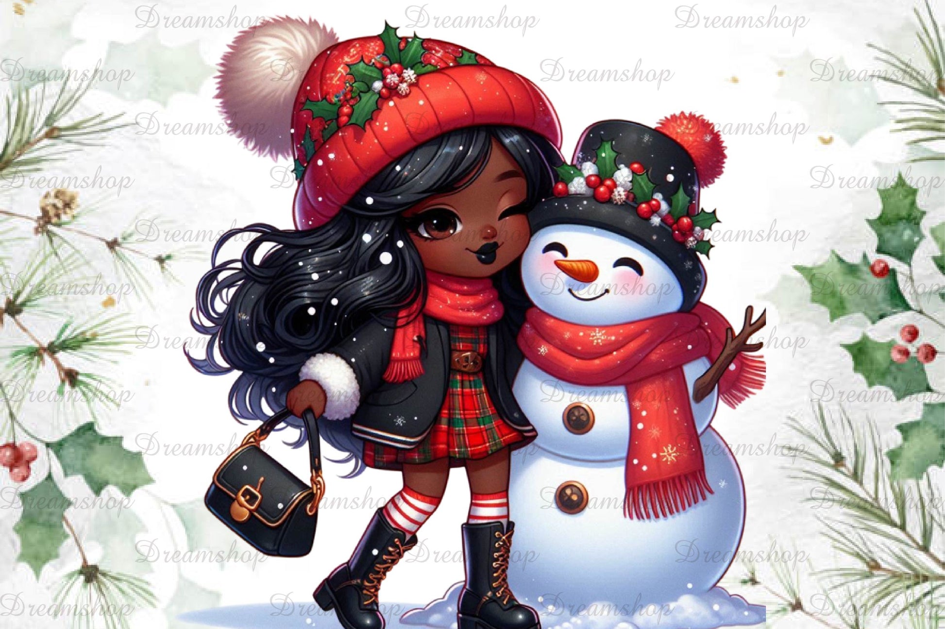 African American Christmas Girl Clipart Bundle 16 - CraftNest - Digital Crafting and Art