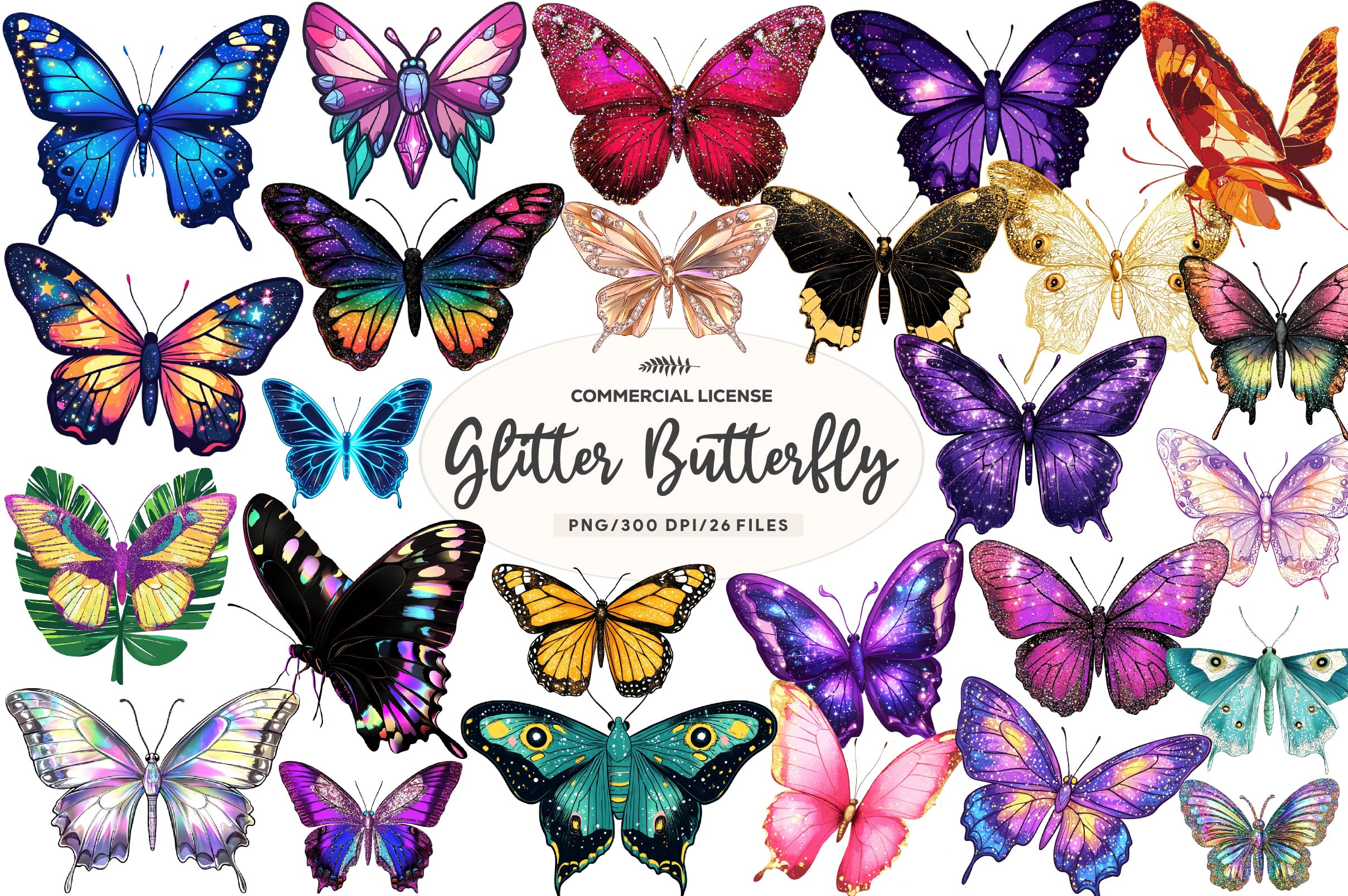 Glitter Butterfly Clipart Bundle - CraftNest - Digital Crafting and Art