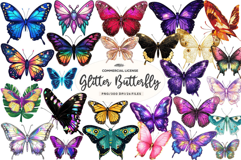 Glitter Butterfly Clipart Bundle - CraftNest - Digital Crafting and Art