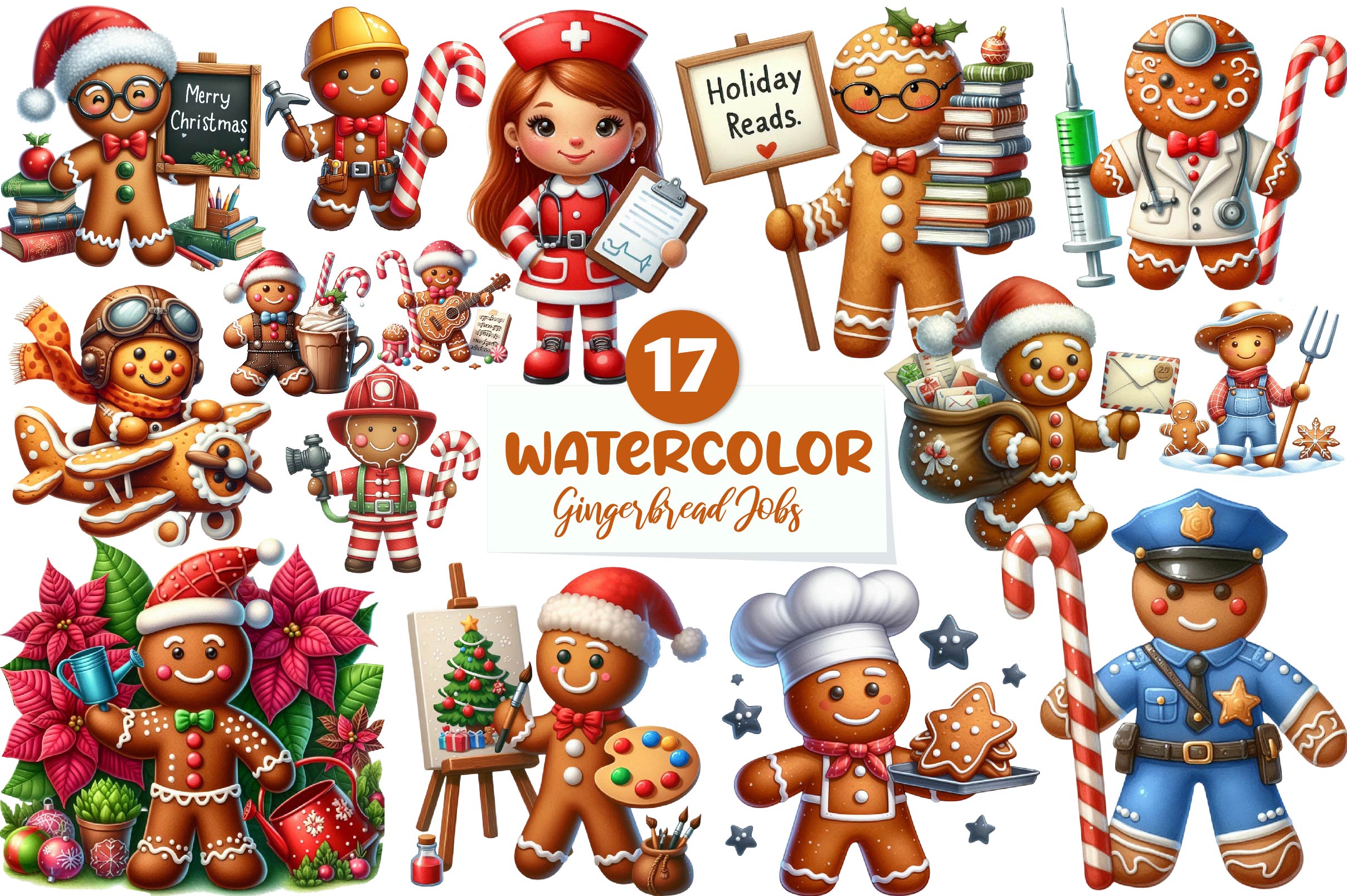 Christmas Gingerbread Jobs Clipart Bundle - CraftNest - Digital Crafting and Art