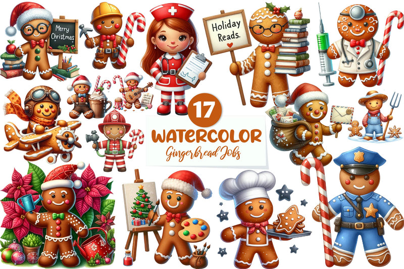 Christmas Gingerbread Jobs Clipart Bundle - CraftNest - Digital Crafting and Art