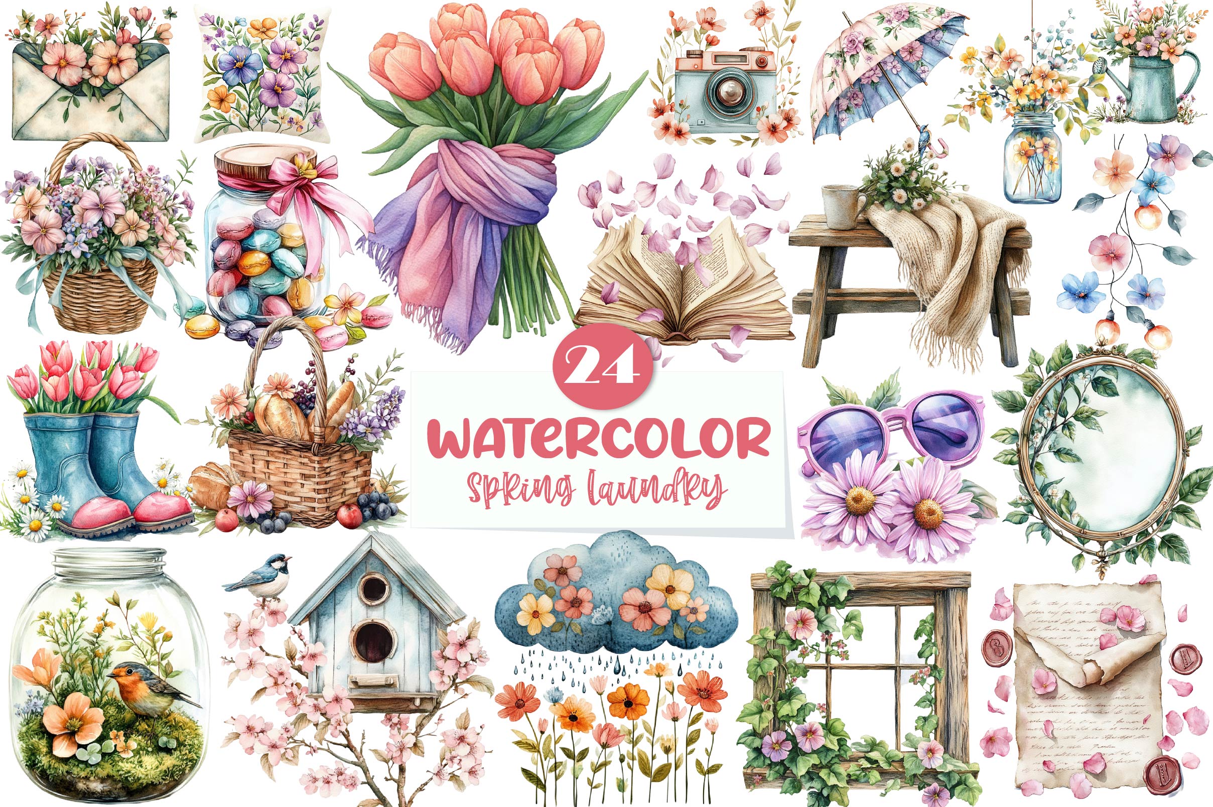 Spring Laundry Clipart Bundle - CraftNest - Digital Crafting and Art