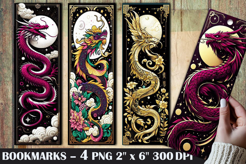 Dragons Bookmark Mystic Dragon Bookmark 2 - CraftNest - Digital Crafting and Art