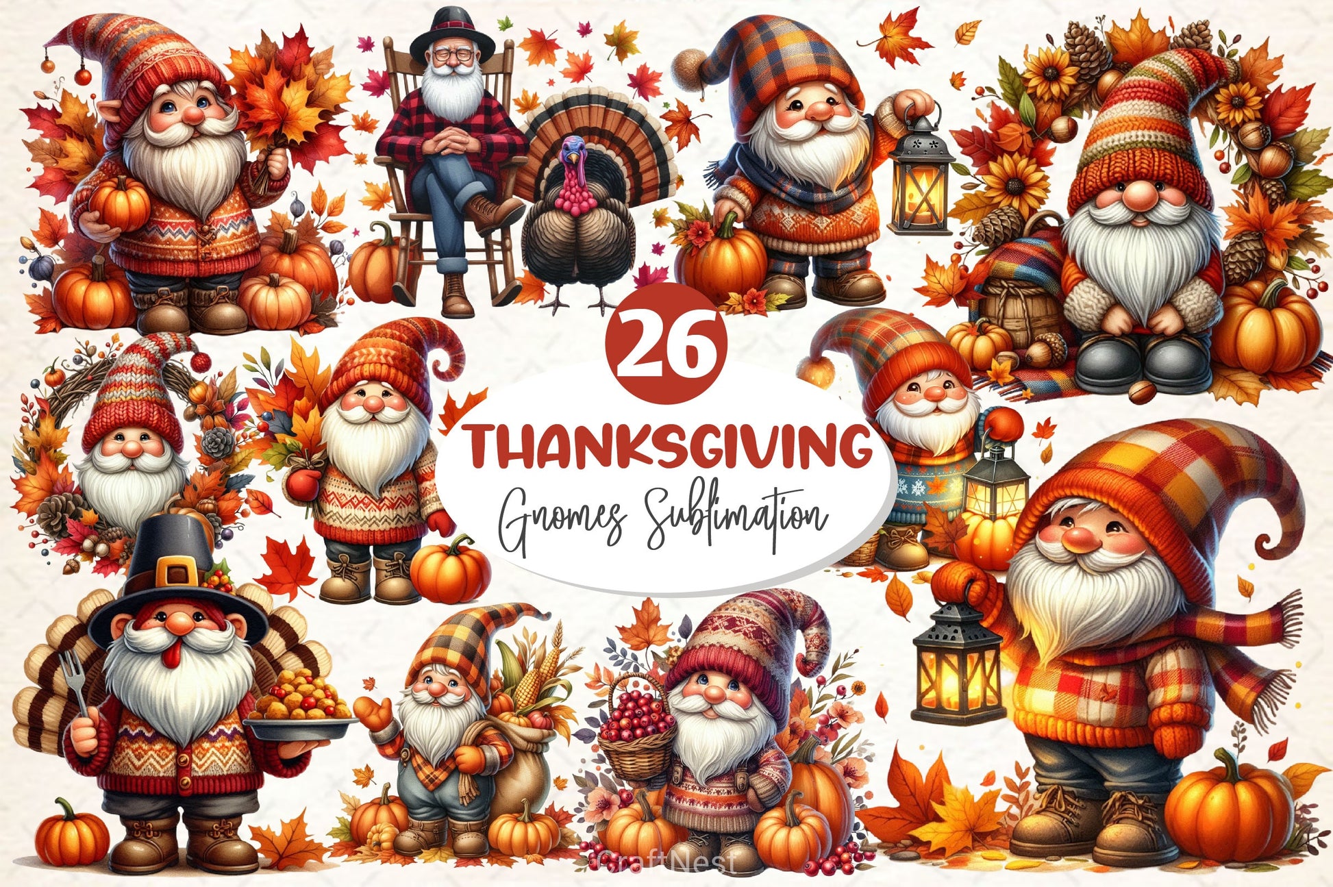 Thanksgiving Gnomes Clipart Bundle - CraftNest - Digital Crafting and Art