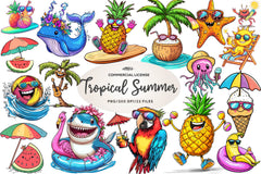 Tropical Summer Clipart Bundle - CraftNest - Digital Crafting and Art