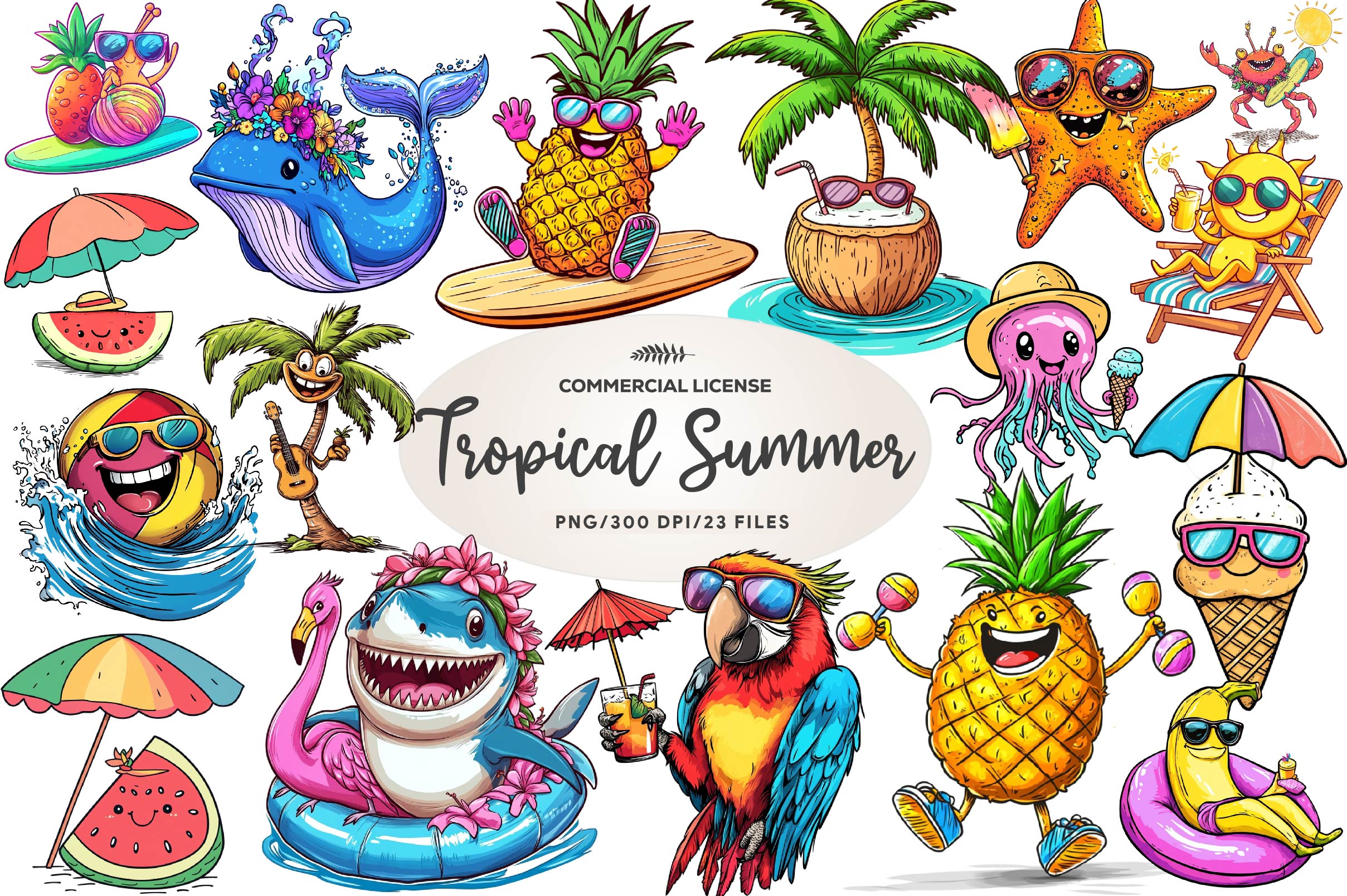Tropical Summer Clipart Bundle - CraftNest - Digital Crafting and Art