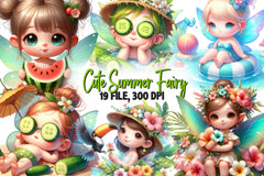 Cute Summer Fairy Clipart Bundle - CraftNest - Digital Crafting and Art