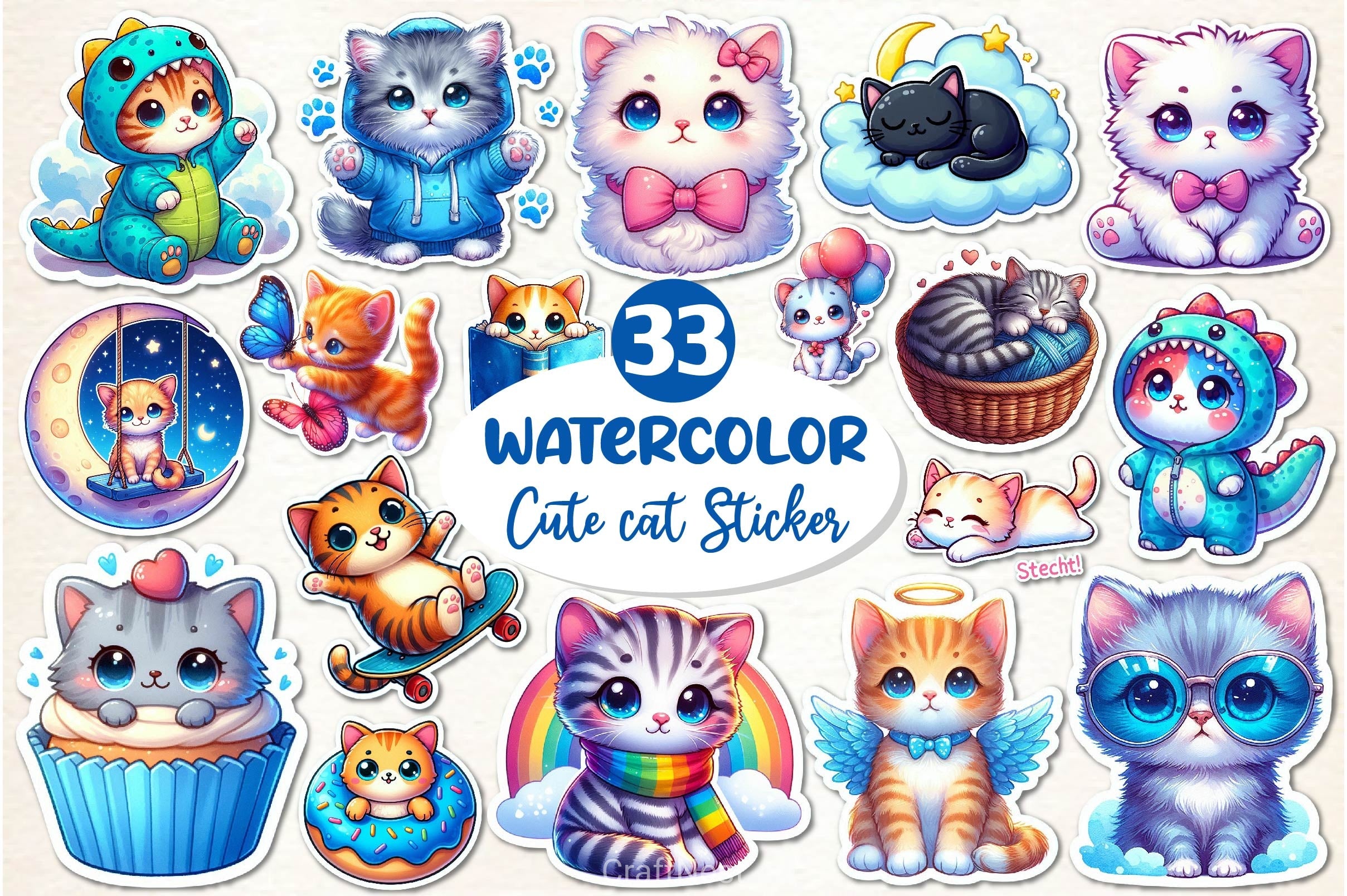 Cute Cat Clipart Bundle 2 - CraftNest - Digital Crafting and Art