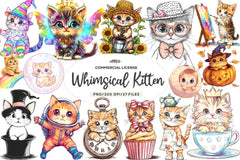 Quirky Whimsical Kitten Clipart Bundle - CraftNest - Digital Crafting and Art
