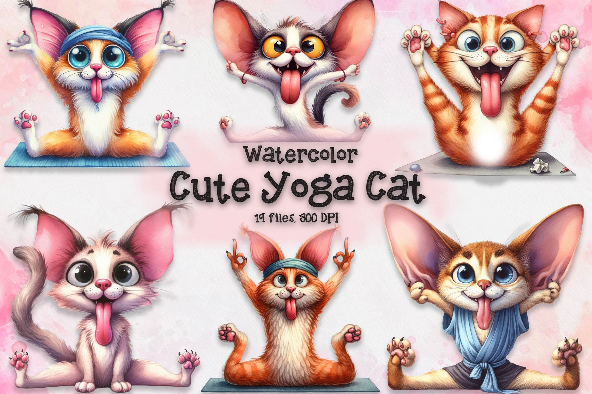 Cute Yoga Cat Clipart Bundle - CraftNest - Digital Crafting and Art