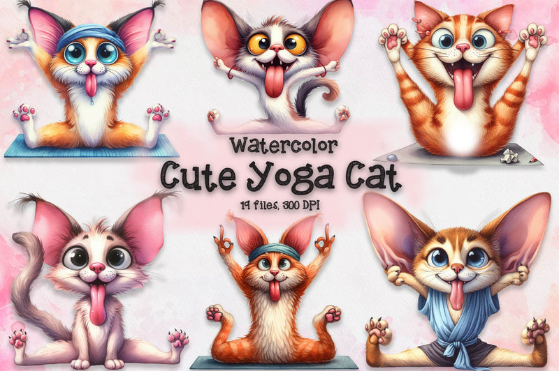 Cute Yoga Cat Clipart Bundle - CraftNest - Digital Crafting and Art