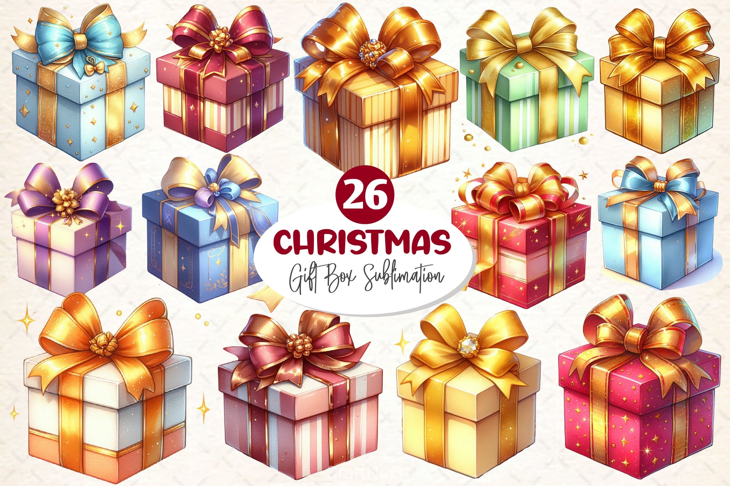 Christmas Gift Box Present Gift Clipart Bundle - CraftNest - Digital Crafting and Art