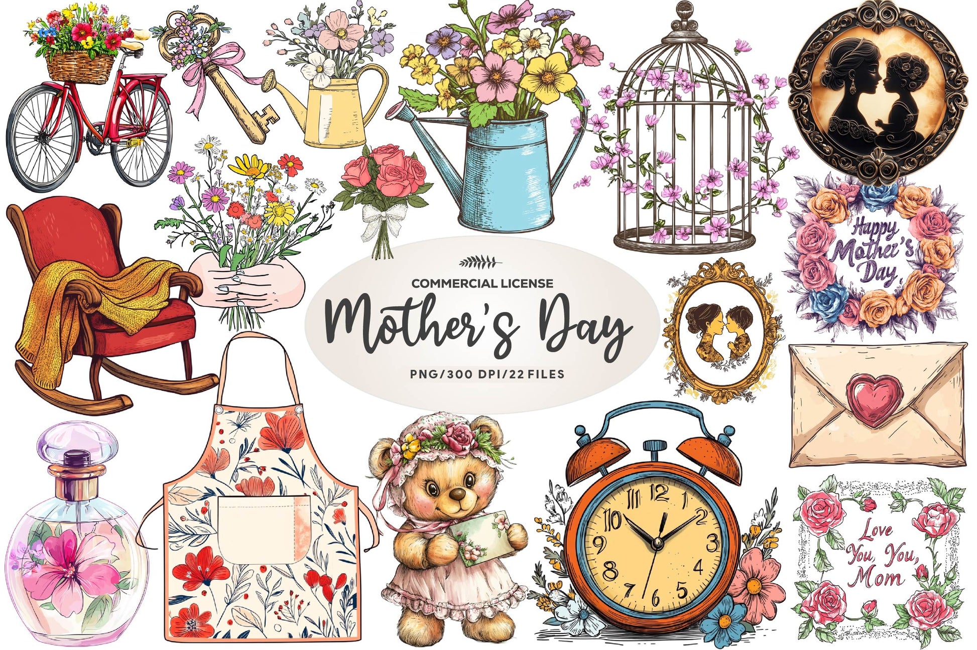 Vintage Mothers Day Clipart Bundle - CraftNest - Digital Crafting and Art