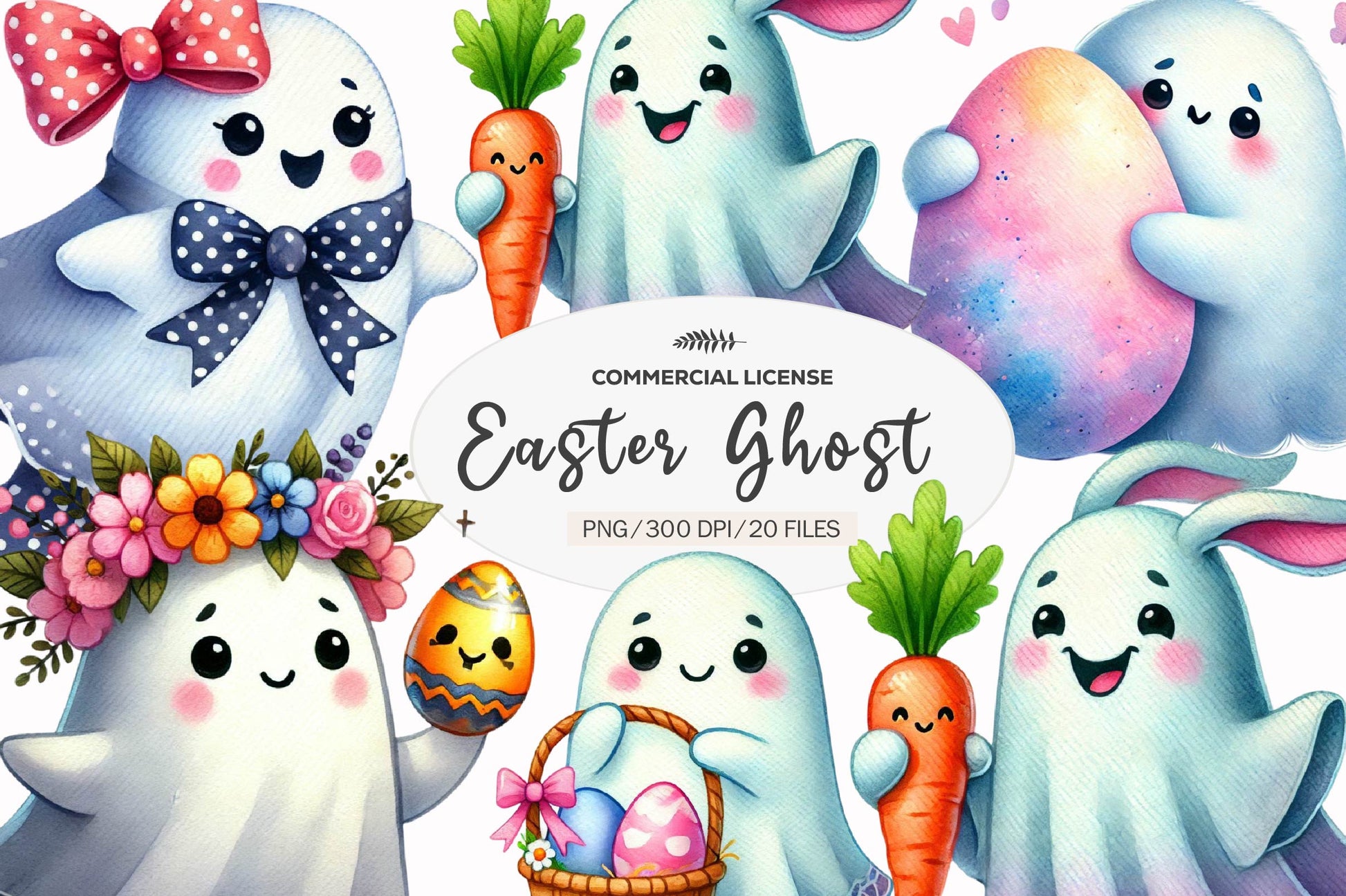 Cute Easter Ghost Clipart Bundle - CraftNest - Digital Crafting and Art