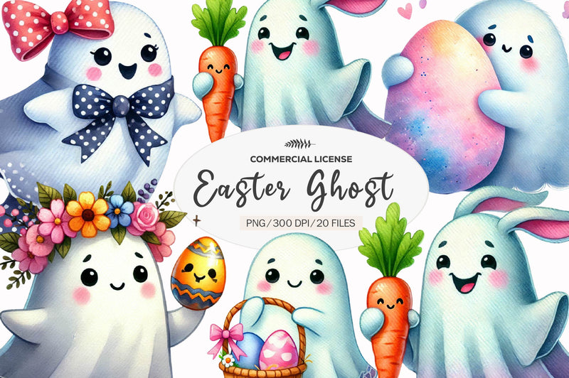 Cute Easter Ghost Clipart Bundle - CraftNest - Digital Crafting and Art