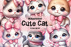 Pink Cute Cat Clipart Bundle