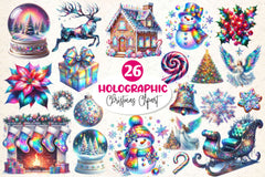 Holographic Christmas Clipart Bundle 5 - CraftNest - Digital Crafting and Art