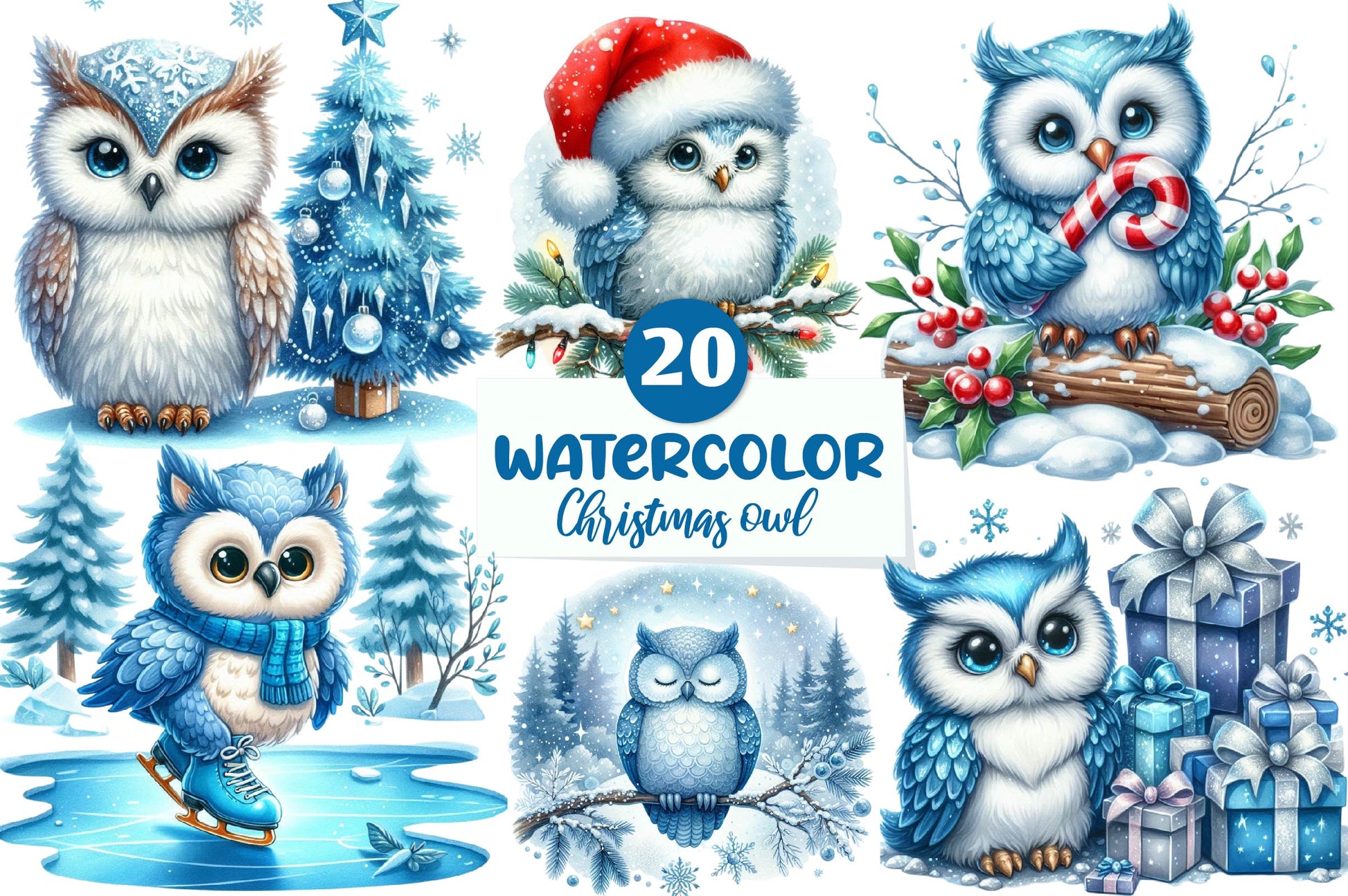 Christmas Owl Clipart Bundle - CraftNest - Digital Crafting and Art