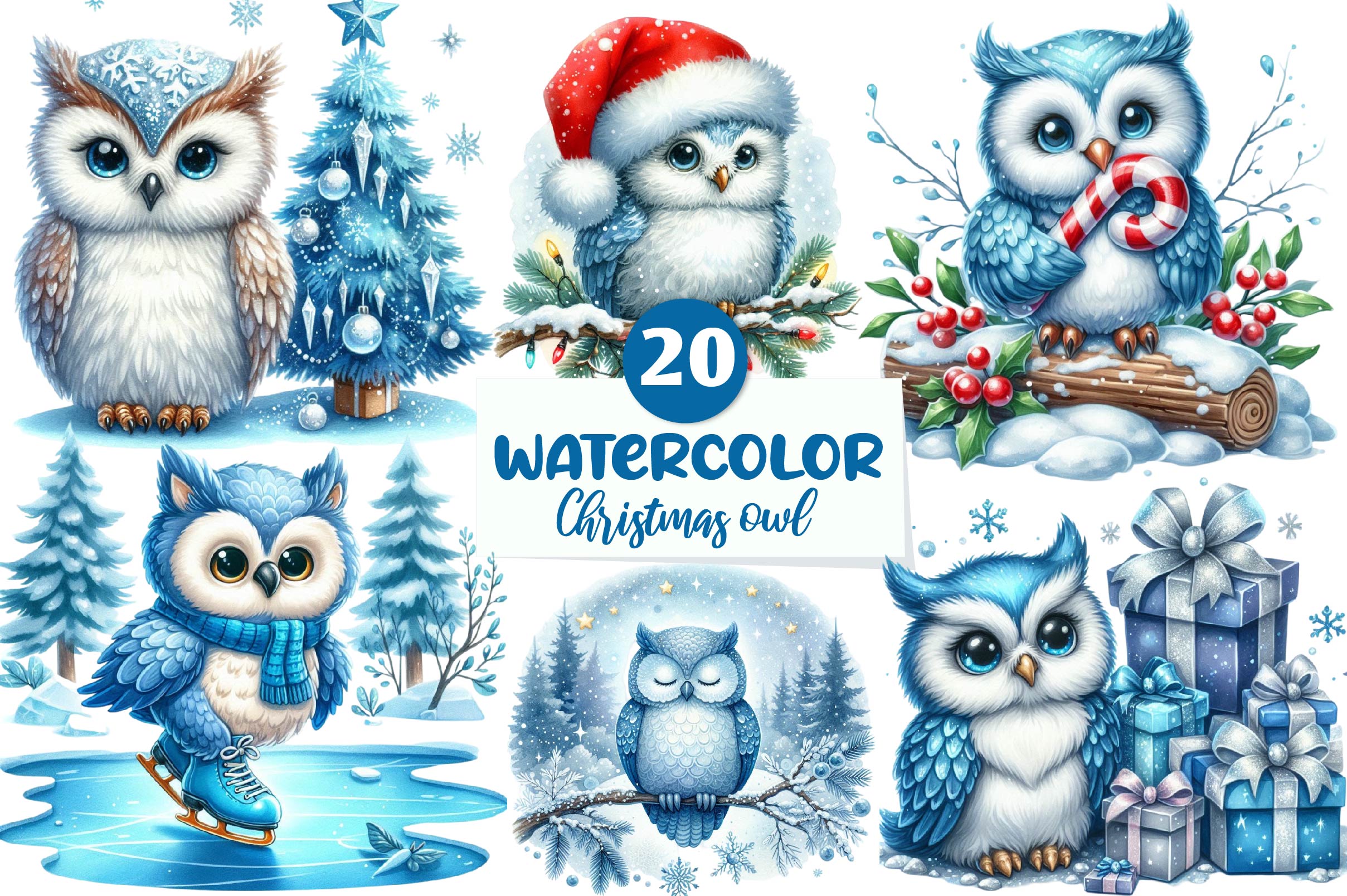 Christmas Owl Clipart Bundle - CraftNest - Digital Crafting and Art