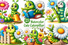 Cute Caterpillar Clipart Bundle - CraftNest - Digital Crafting and Art