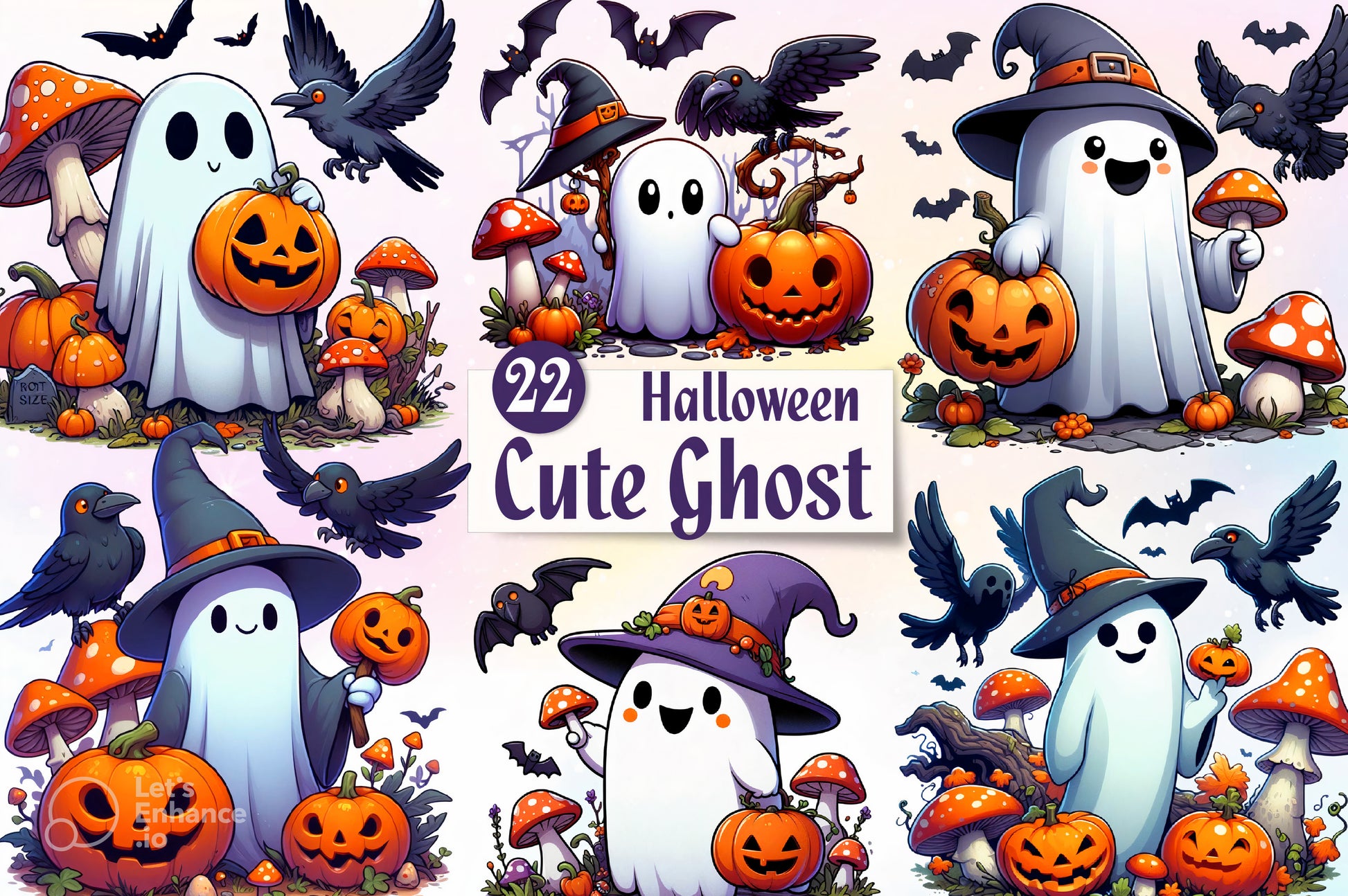 Halloween Cute Ghost Clipart Bundle - CraftNest - Digital Crafting and Art