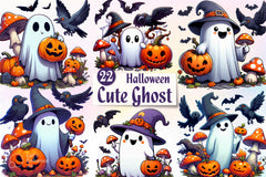 Halloween Cute Ghost Clipart Bundle - CraftNest - Digital Crafting and Art